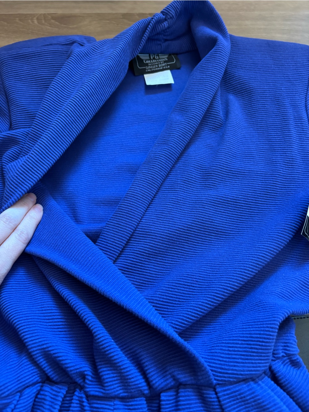 Pristine Vintage 80s Belted Jumpsuit in ribbed purple, blue. Size M - Picture 4 of 15